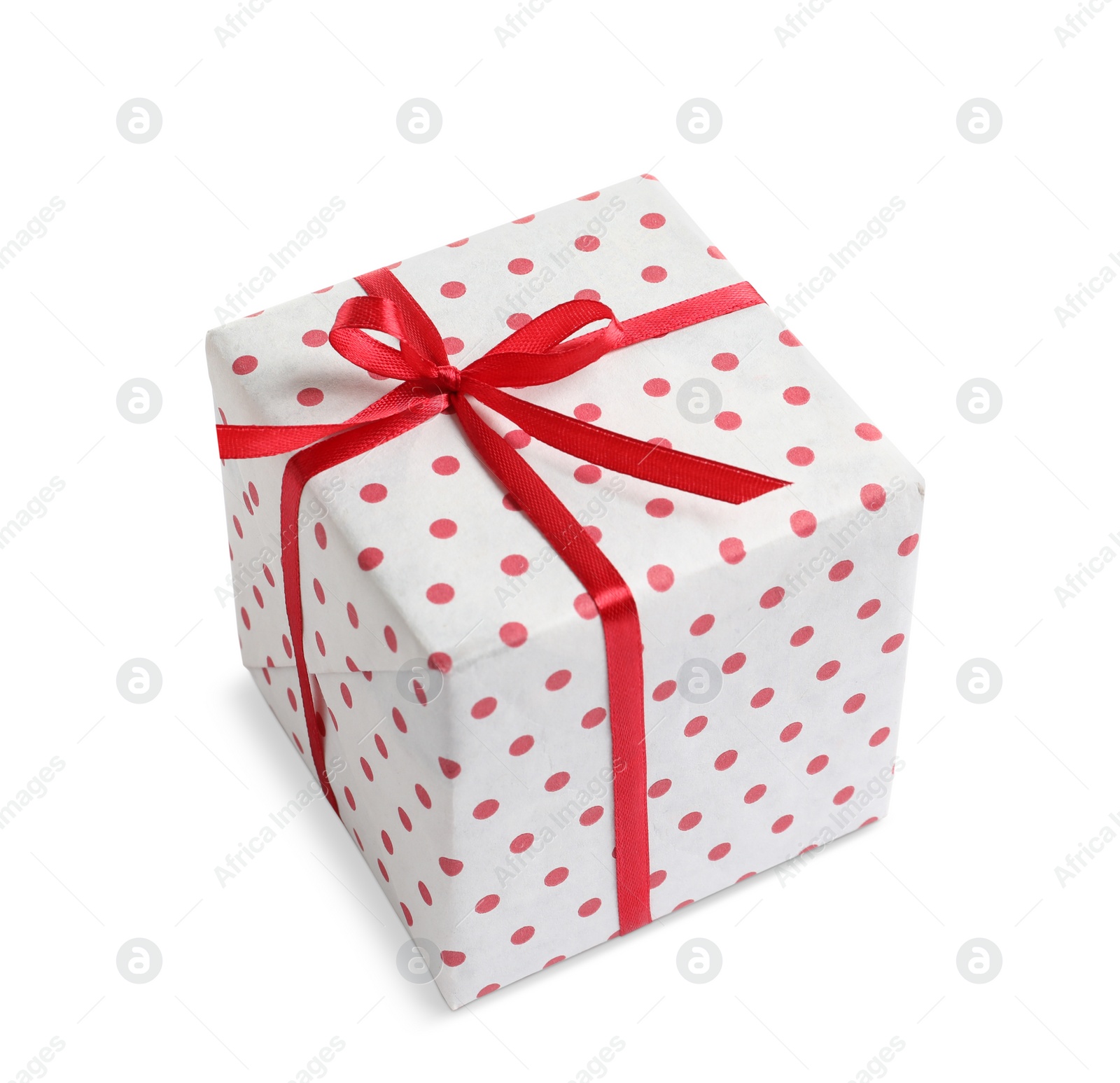 Photo of Beautifully wrapped gift box on white background