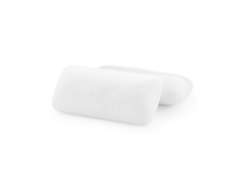 Two pieces of chewing gum on white background