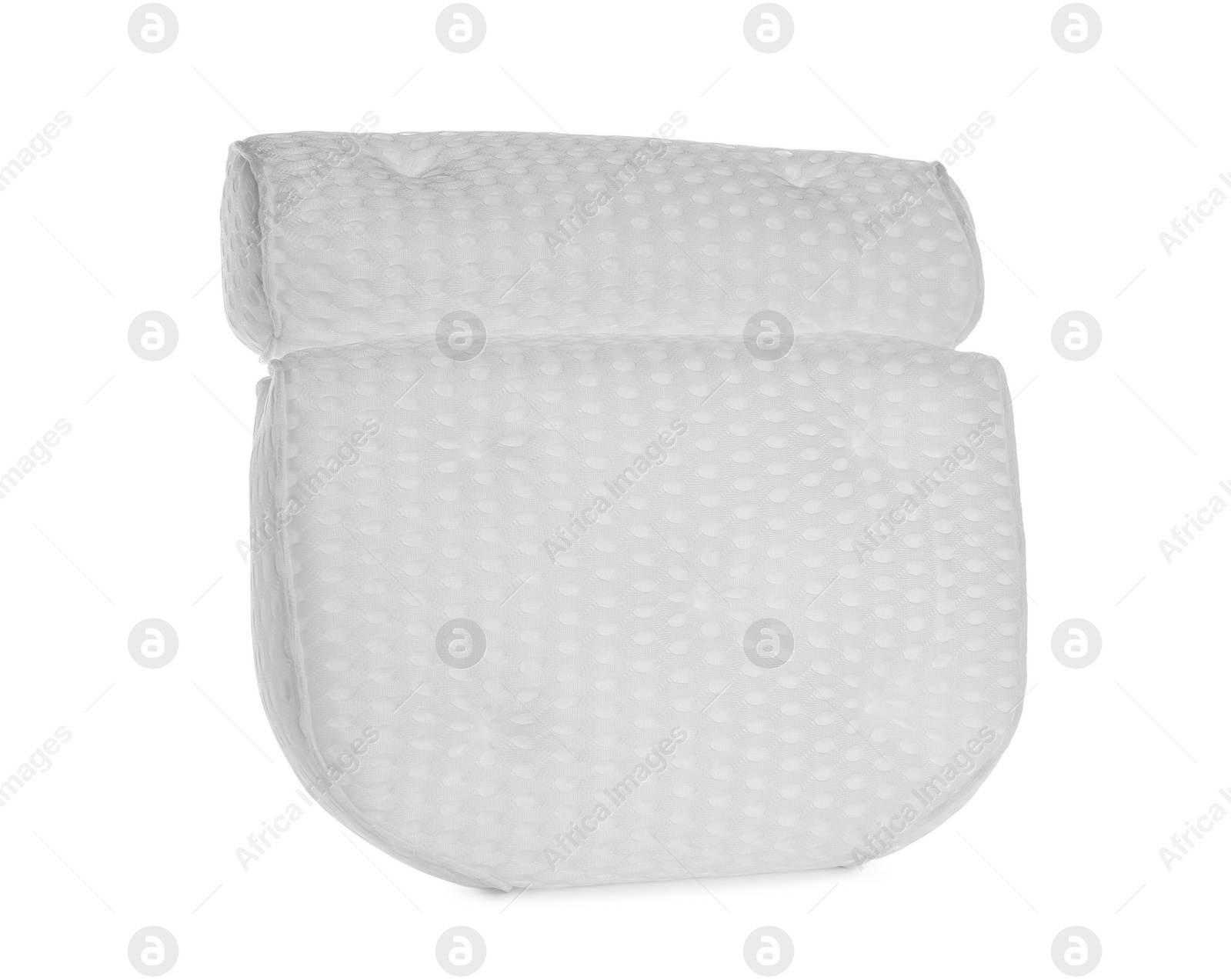 Photo of New soft bath pillow isolated on white