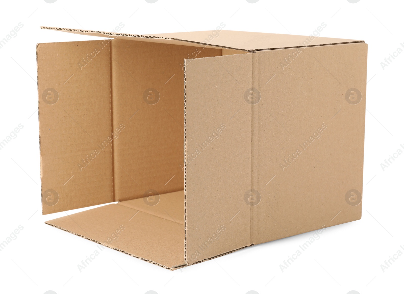 Photo of Empty open cardboard box isolated on white