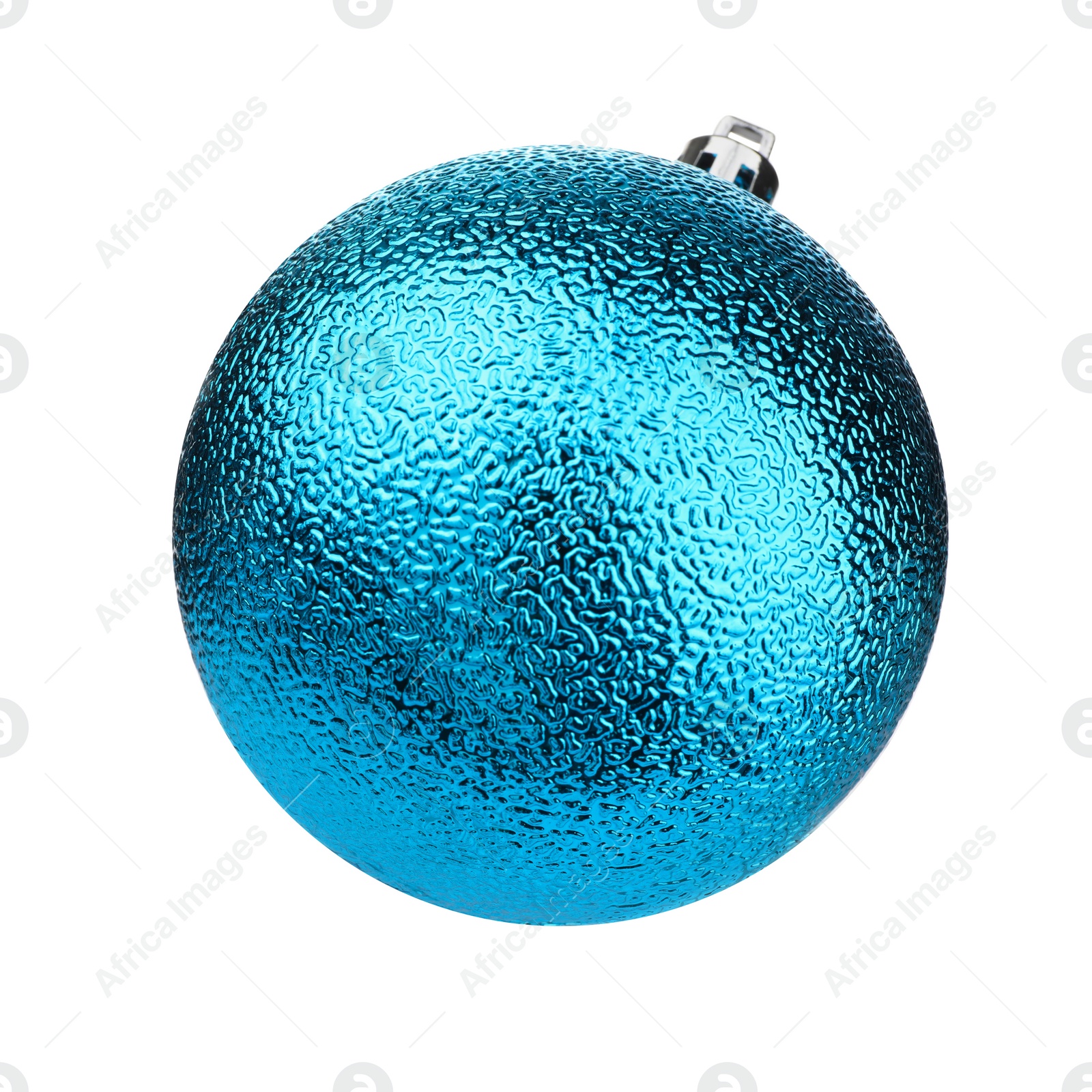 Photo of Beautiful light blue Christmas ball isolated on white