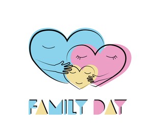 Illustration of Happy Family Day.  hearts on white background