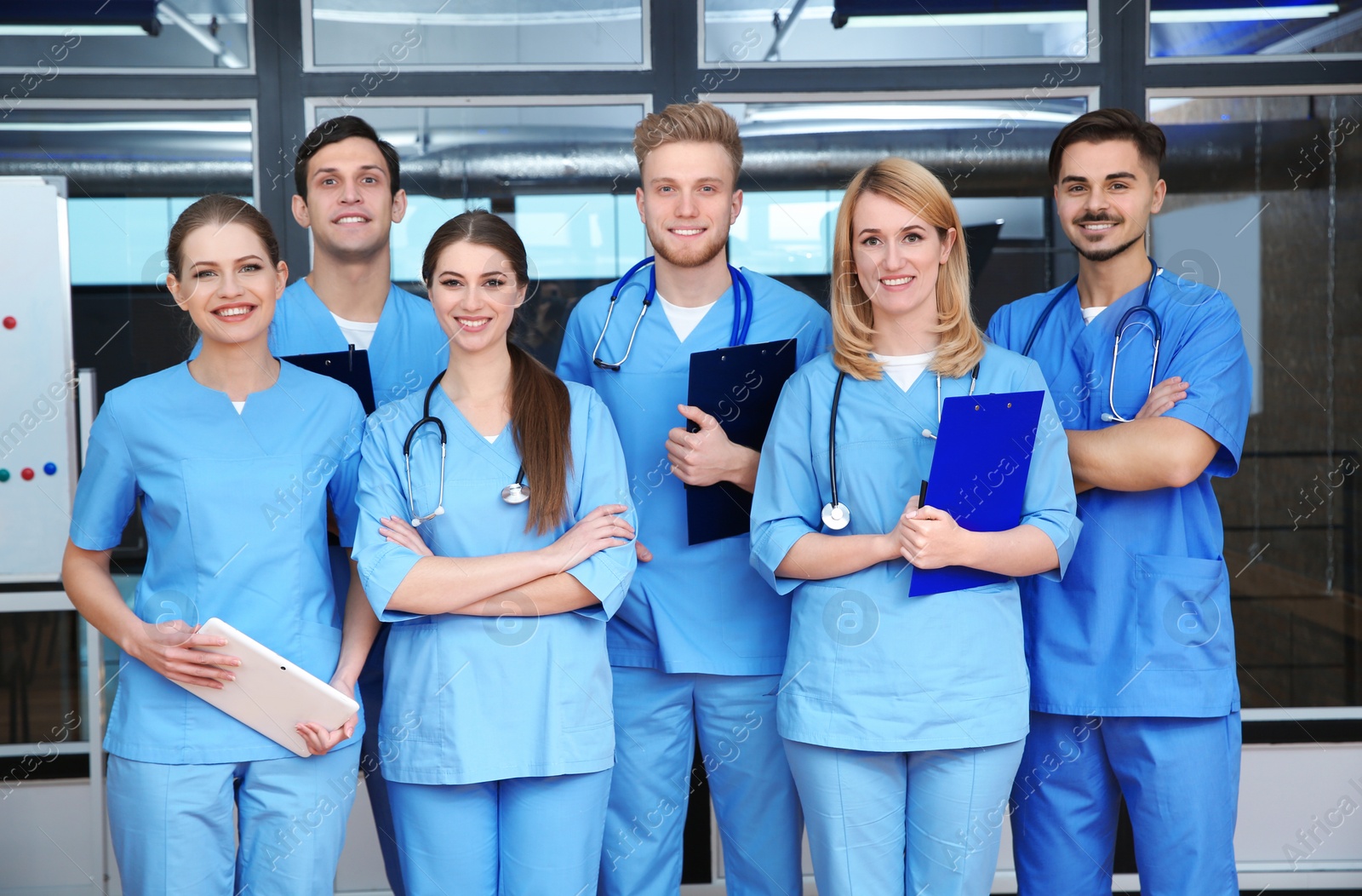 Photo of Young medical students in university lecture room