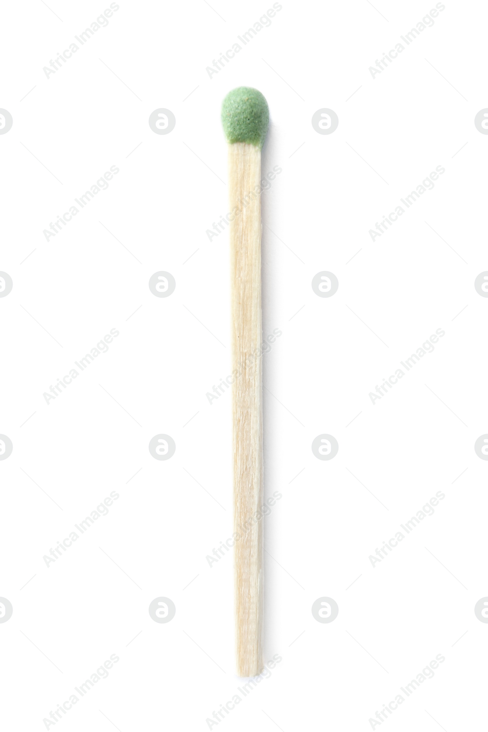 Photo of Wooden match on white background, top view