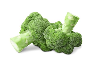 Fresh green broccoli on white background. Edible plant