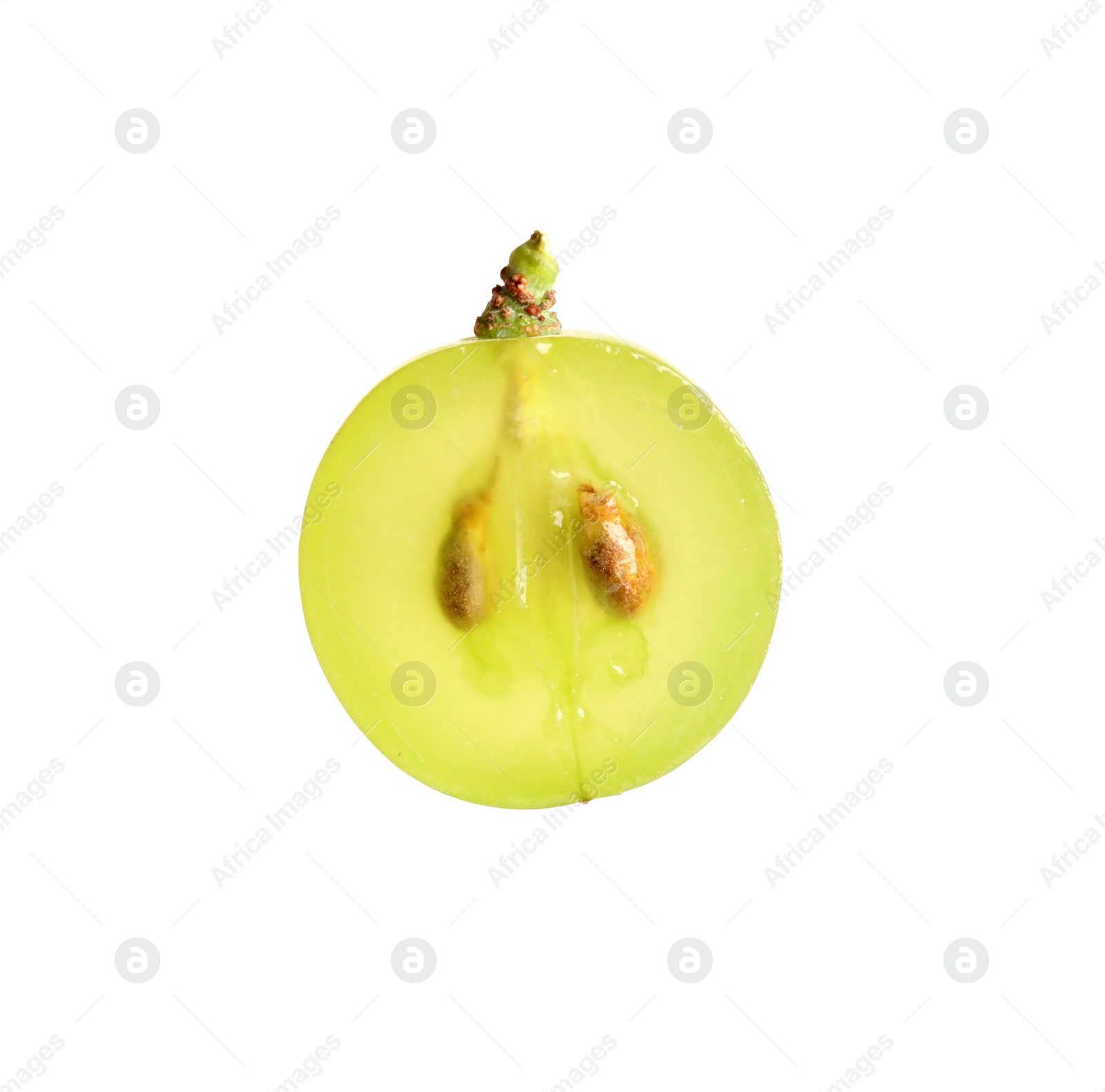 Photo of Half of delicious ripe green grape isolated on white