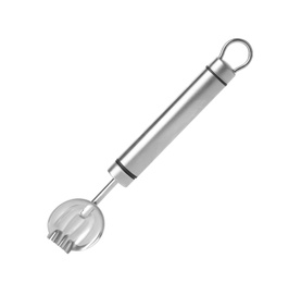 Stainless steel butter curler on white background. Kitchen utensils