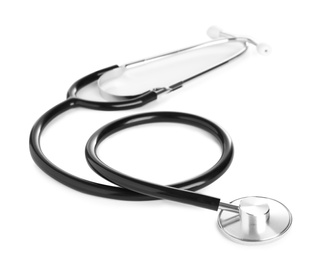 Photo of Stethoscope on white background. Professional medical device