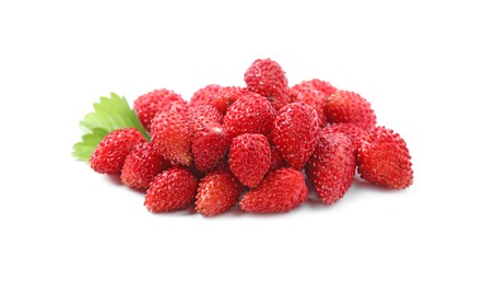 Photo of Ripe red wild strawberries isolated on white
