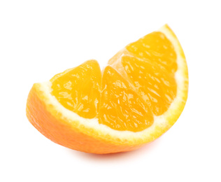 Photo of Fresh juicy tangerine segment isolated on white