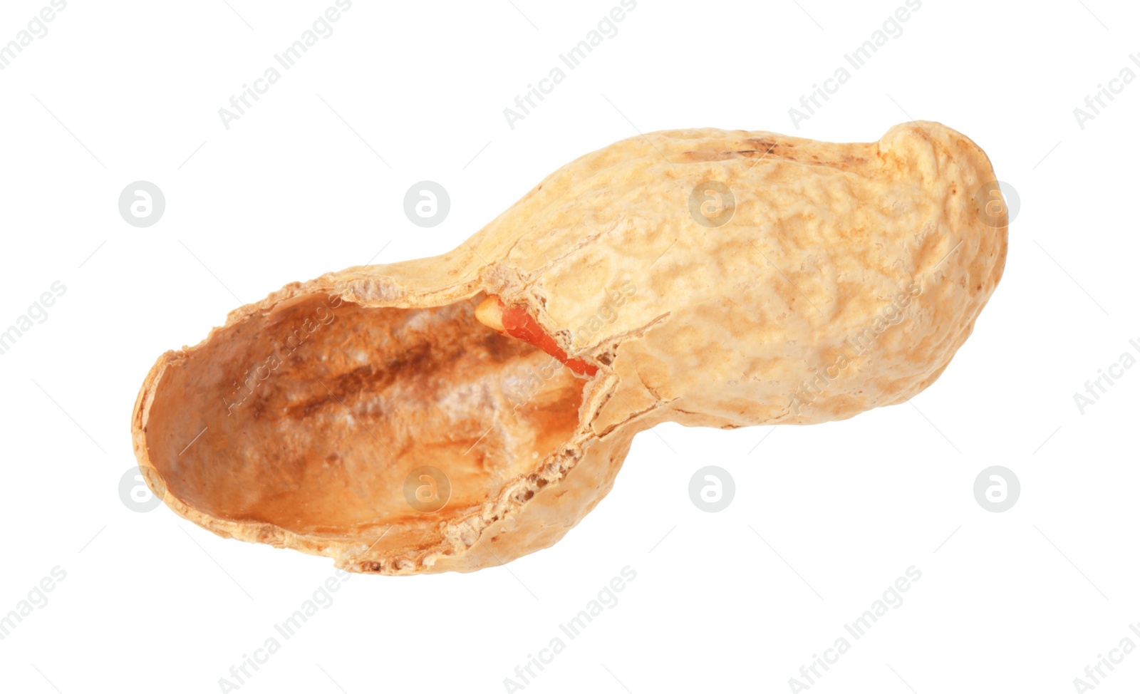 Photo of Broken raw peanut pod isolated on white