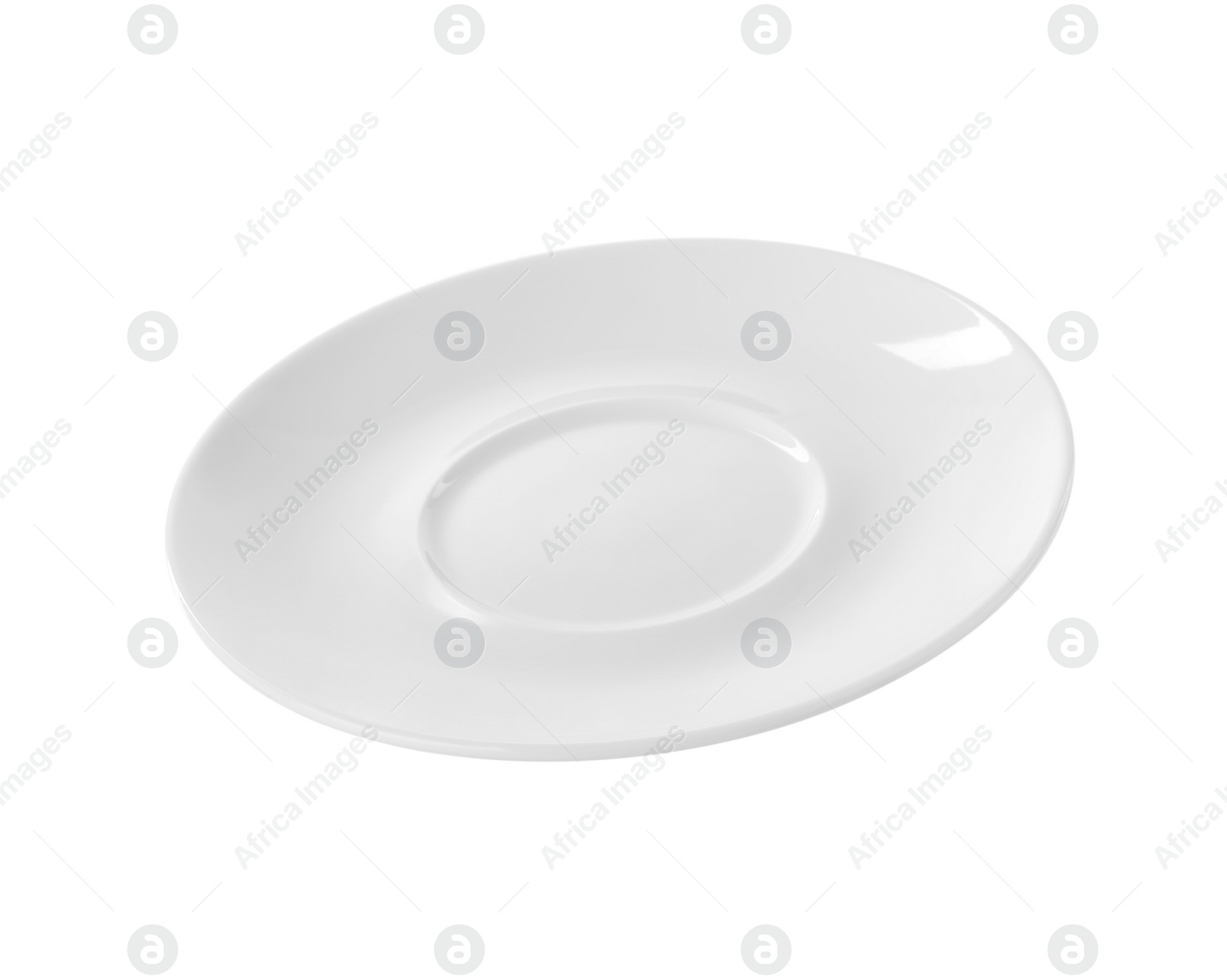 Photo of One clean ceramic saucer isolated on white