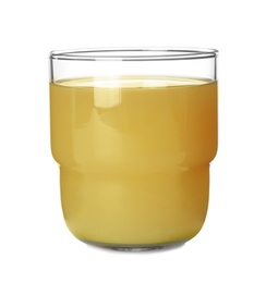 Glass of delicious juice isolated on white