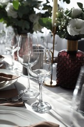 Festive table setting with beautiful decor indoors