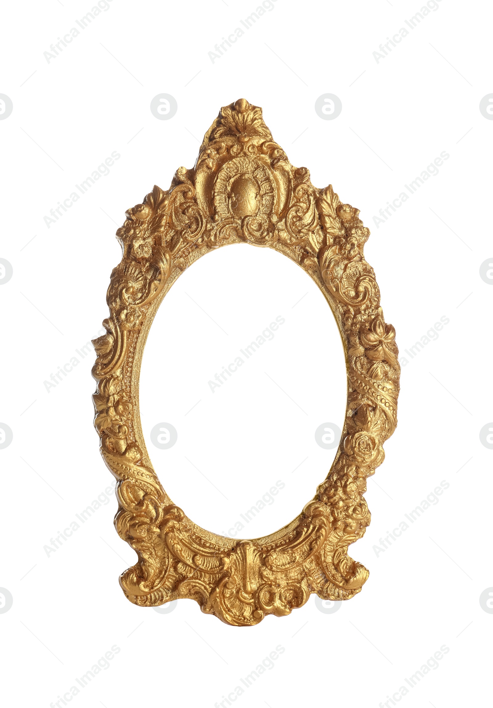 Photo of Beautiful golden vintage frame isolated on white