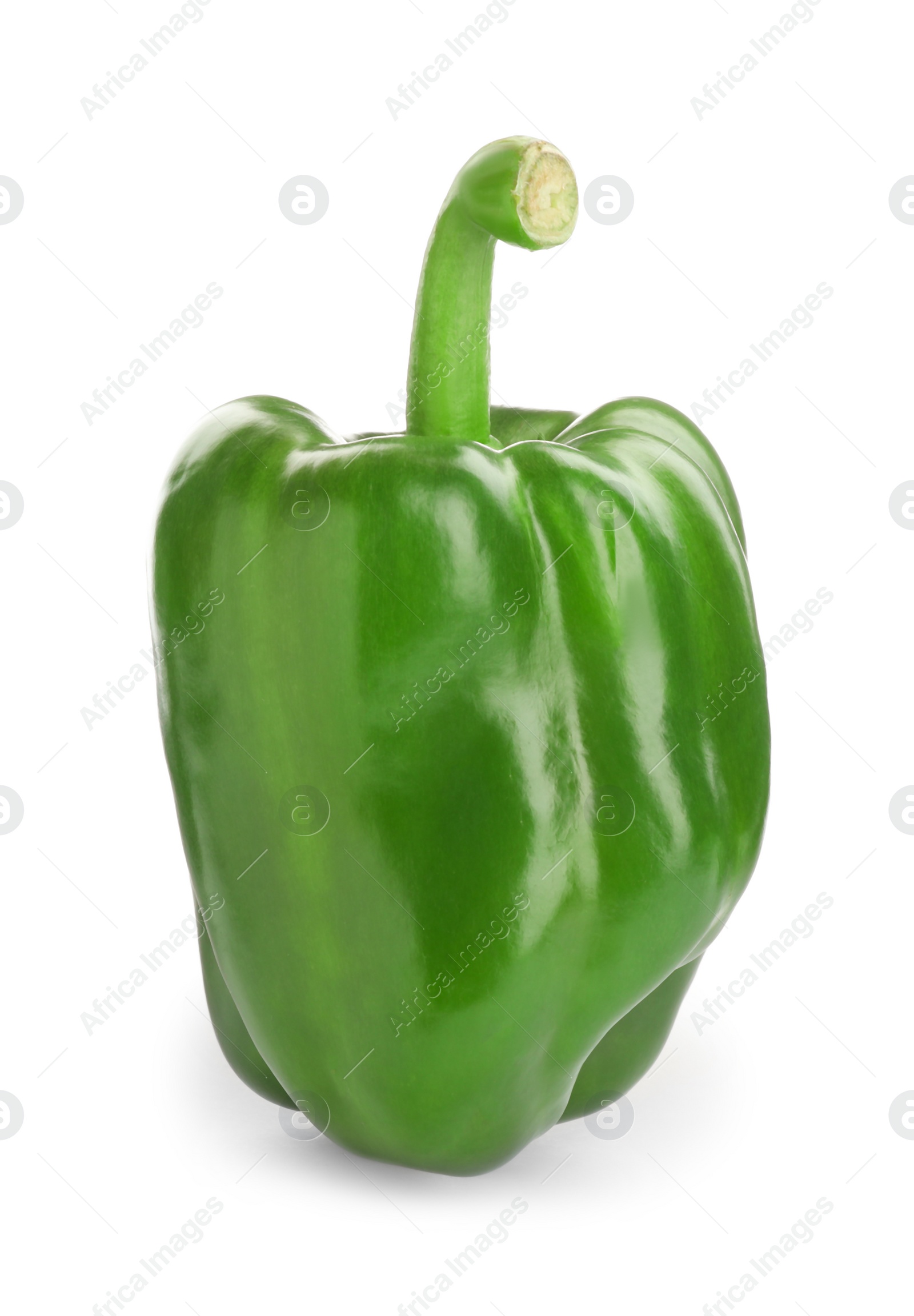 Photo of Ripe green bell pepper on white background