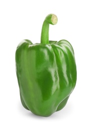 Ripe green bell pepper on white background