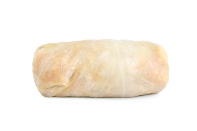 Uncooked stuffed cabbage roll isolated on white