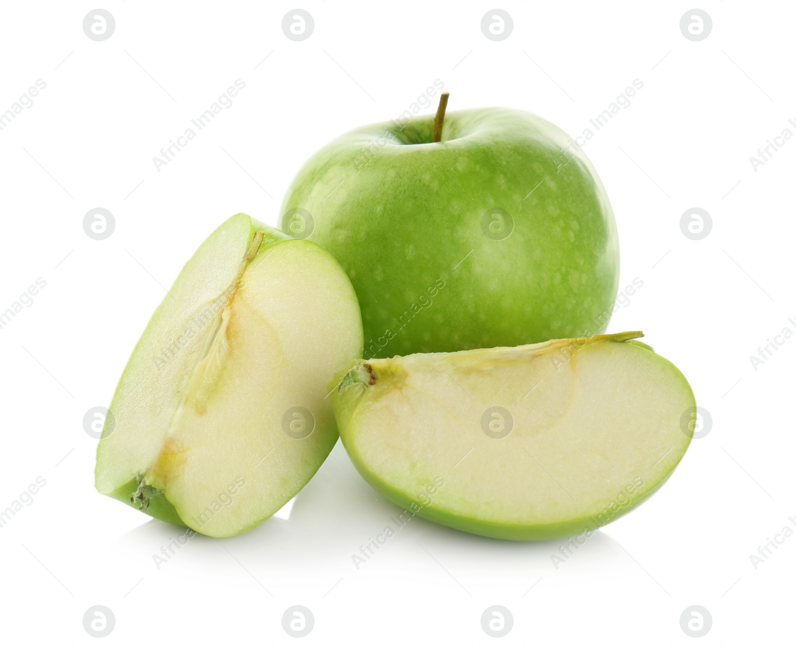 Photo of Fresh juicy green apples isolated on white