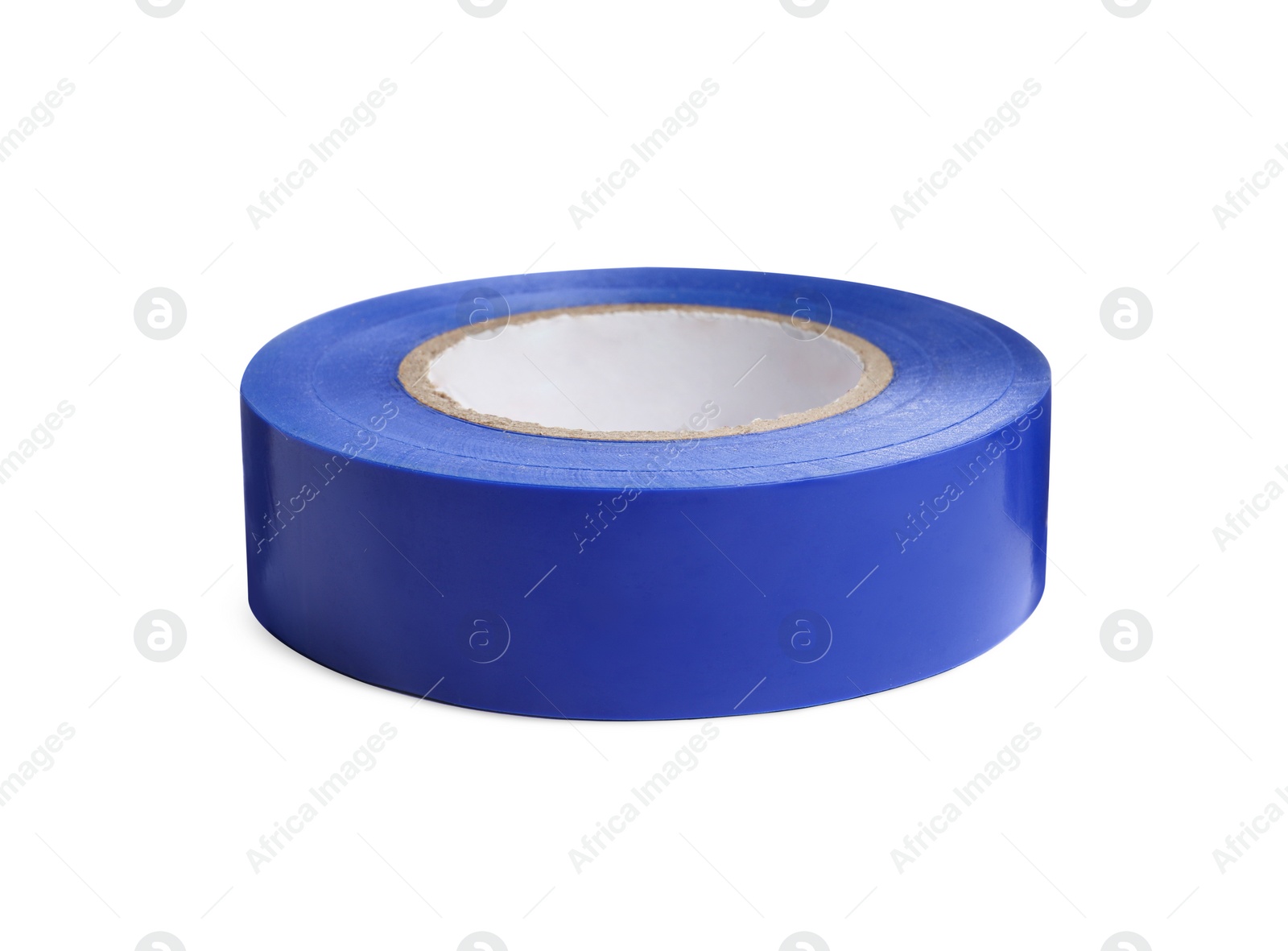 Photo of Reel of blue insulating tape isolated on white