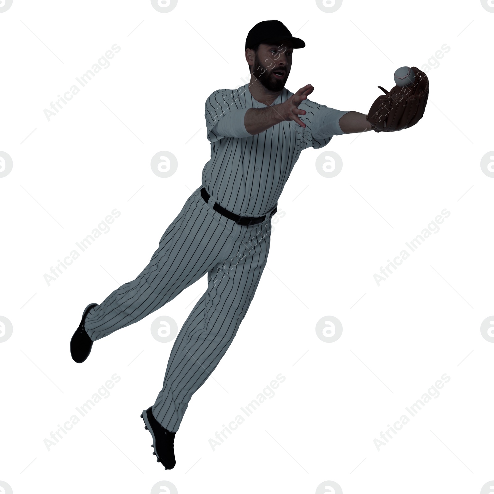 Image of Silhouette of baseball player on white background