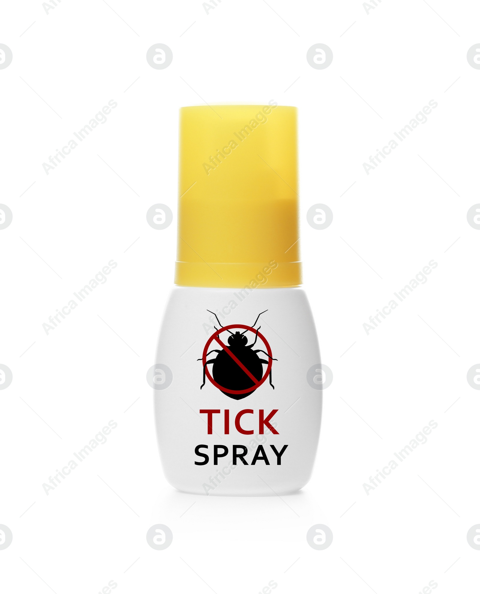 Image of Tick spray isolated on white. Insect repellent 