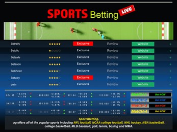 Illustration of Page of sports betting site with data