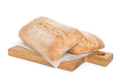 Crispy ciabattas isolated on white. Fresh bread