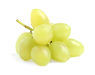 Delicious ripe green grapes isolated on white