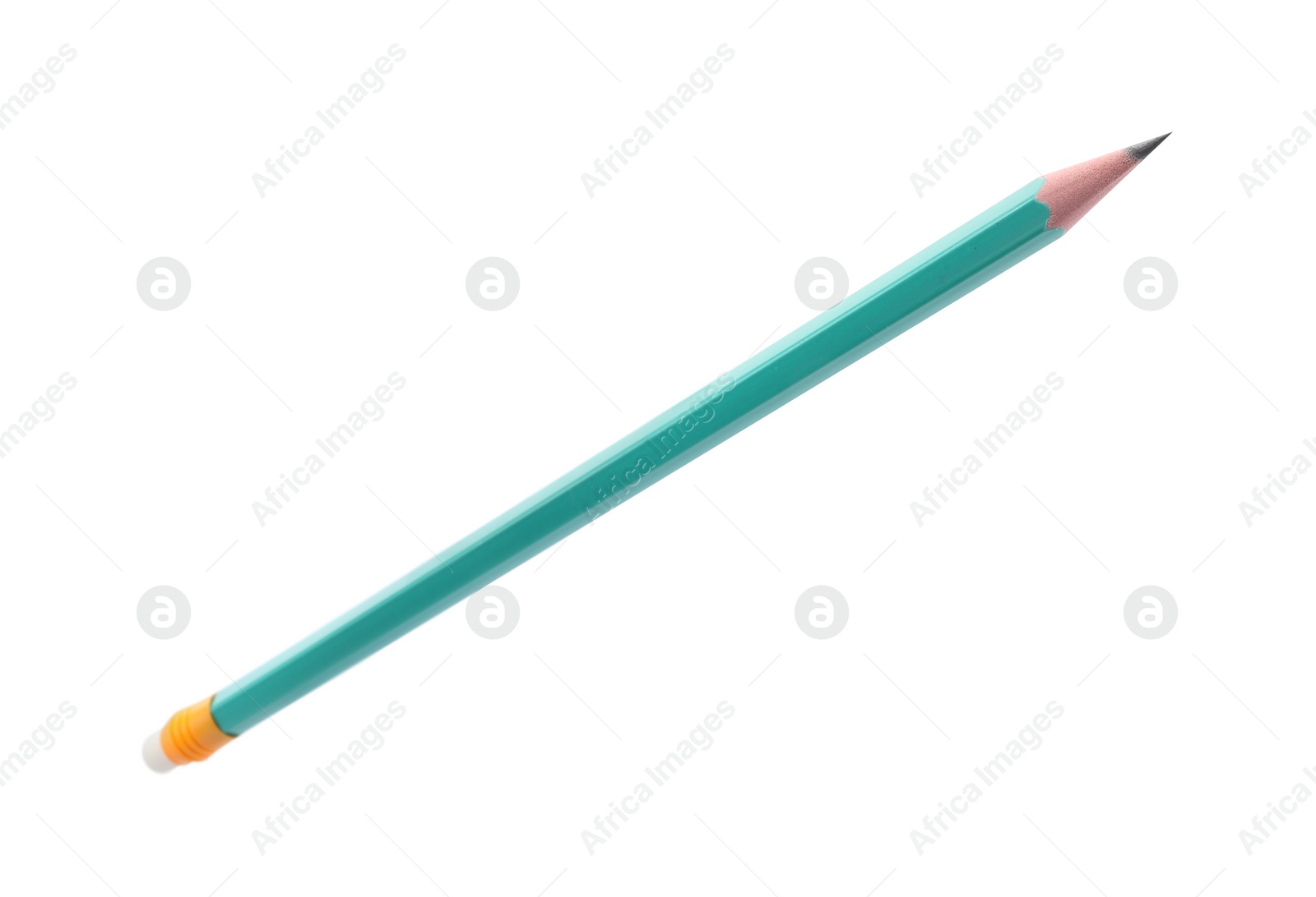 Photo of One sharp graphite pencil isolated on white