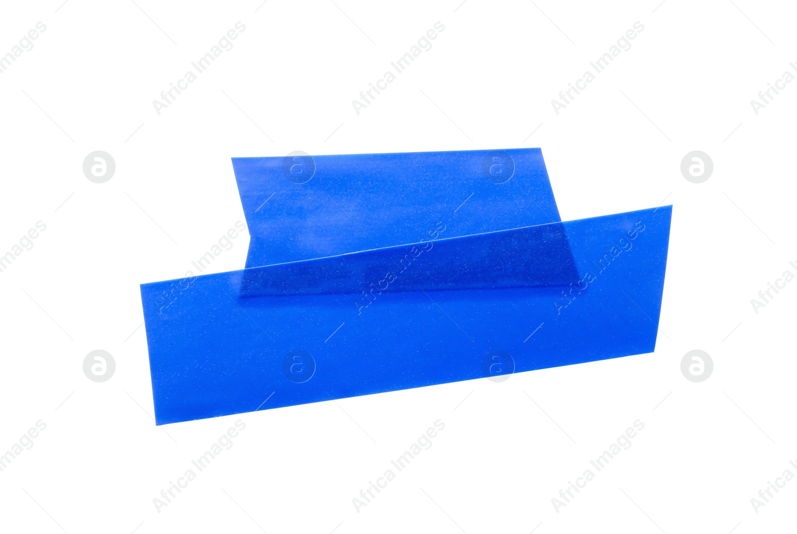 Photo of Pieces of blue insulating tape on white background, top view