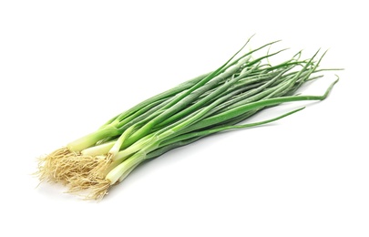 Fresh green onion on white background