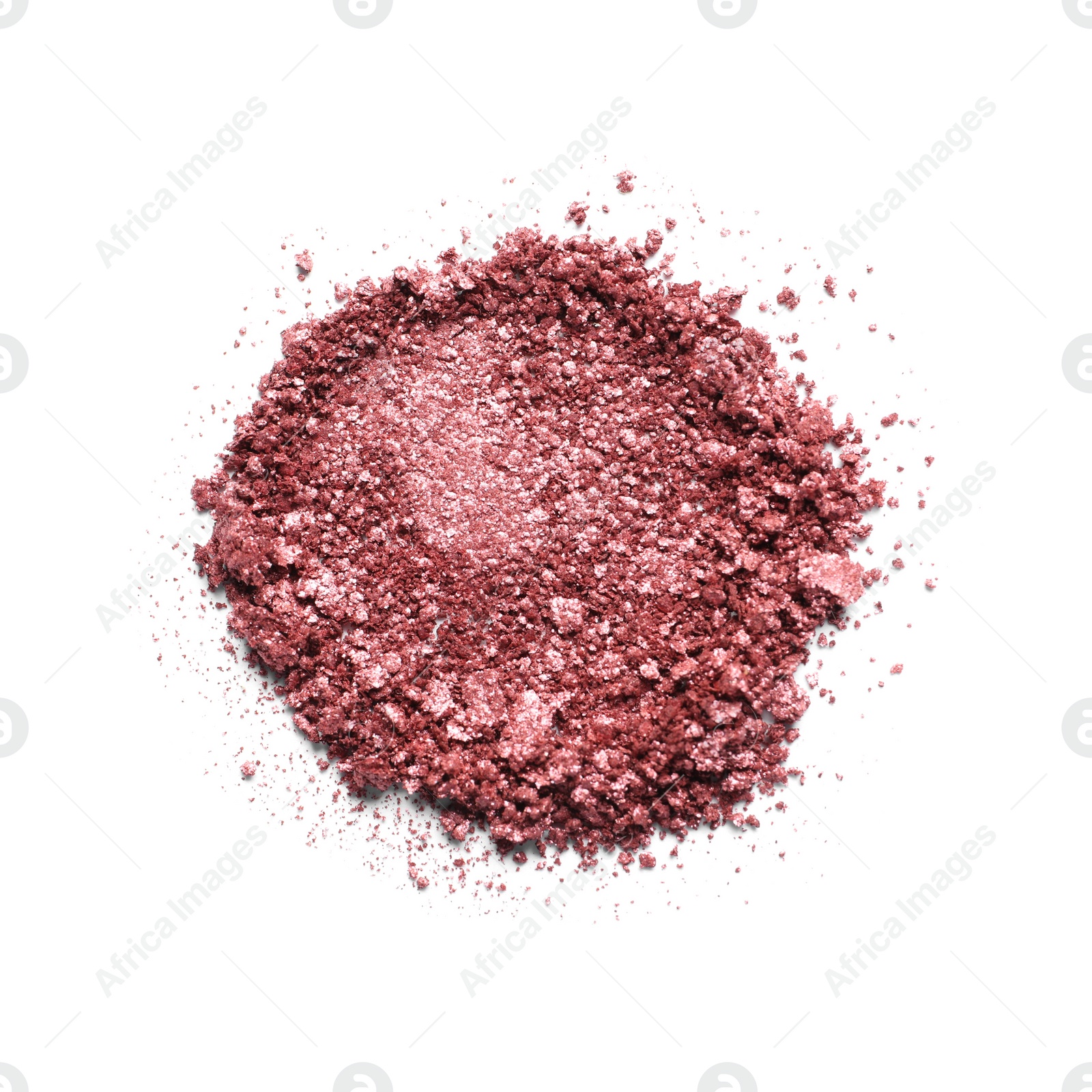 Photo of Crushed eye shadow on white background, top view