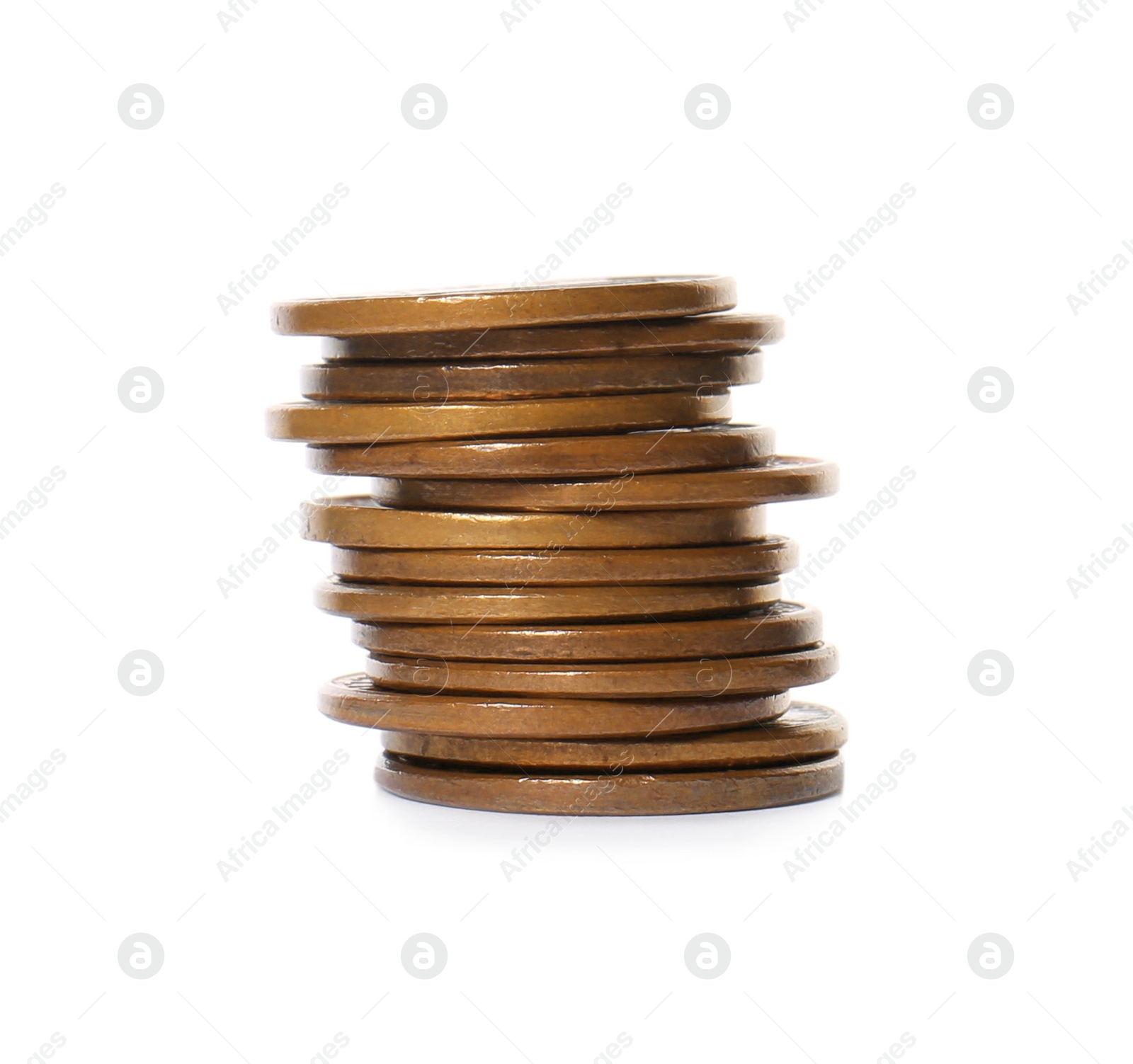 Photo of Stack of coins on white background. Investment concept