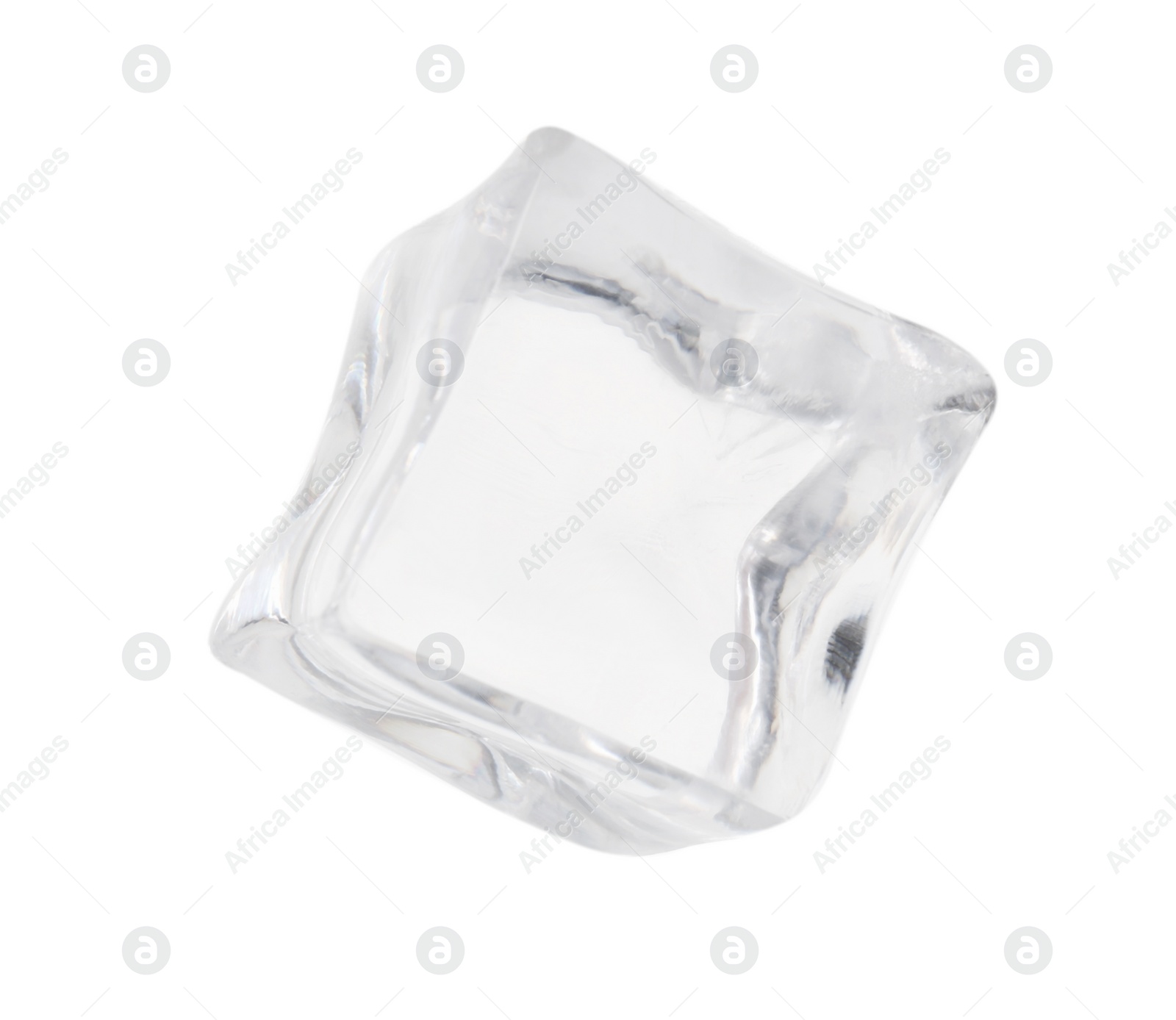 Photo of One crystal clear ice cube isolated on white