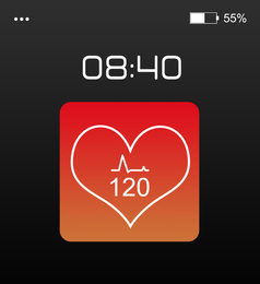 Illustration of Smart watch displaying heart rate in health monitor app