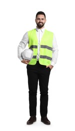 Photo of Engineer with hard hat on white background