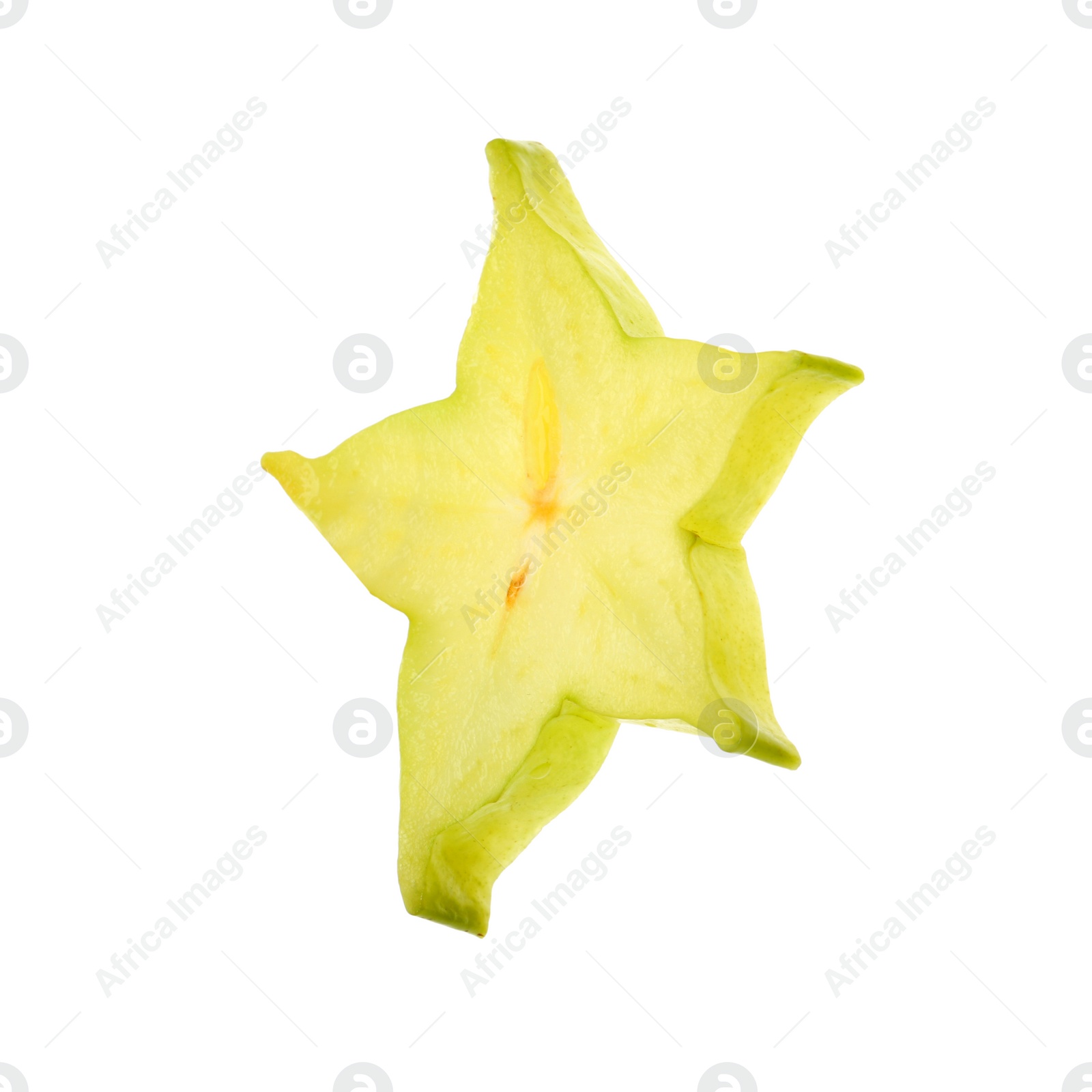 Photo of Slice of juicy carambola on white background