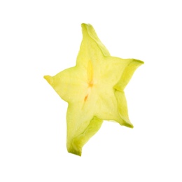 Photo of Slice of juicy carambola on white background