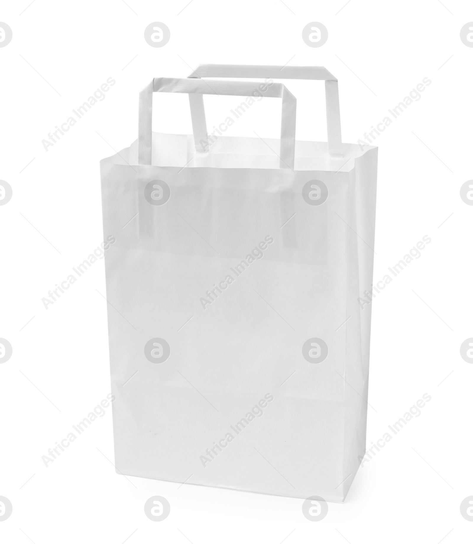 Photo of Empty shopping paper bag isolated on white