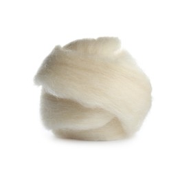 Ball of combed wool isolated on white