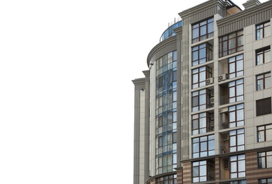 Modern buildings with tinted windows against sky. Urban architecture