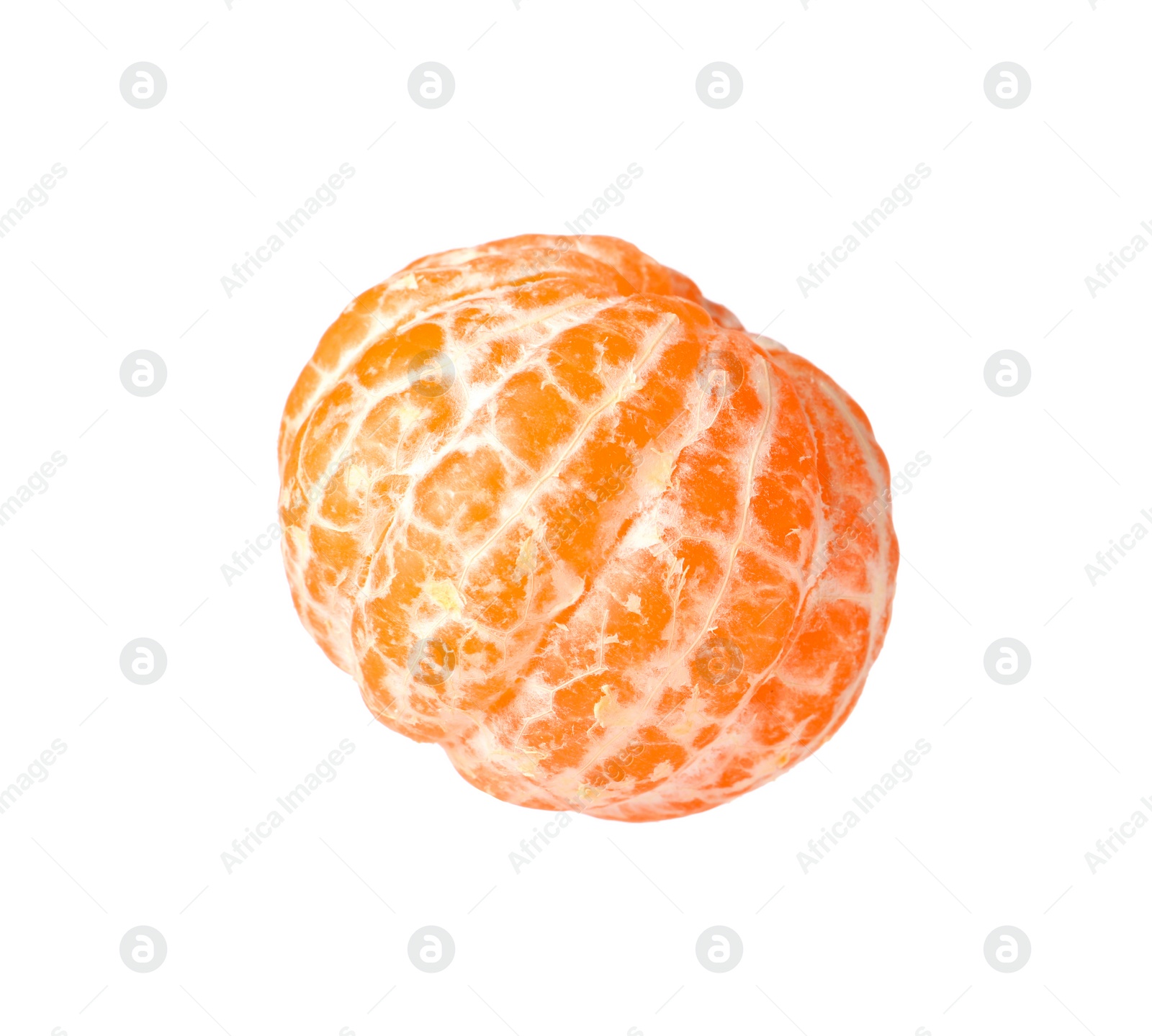 Photo of Peeled fresh ripe tangerine isolated on white