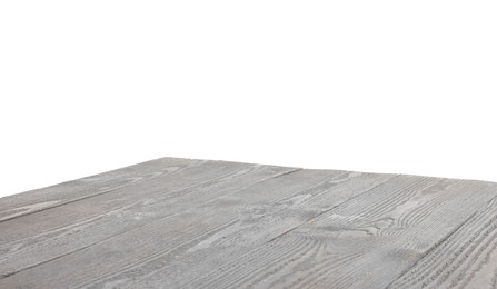 Empty grey wooden table isolated on white