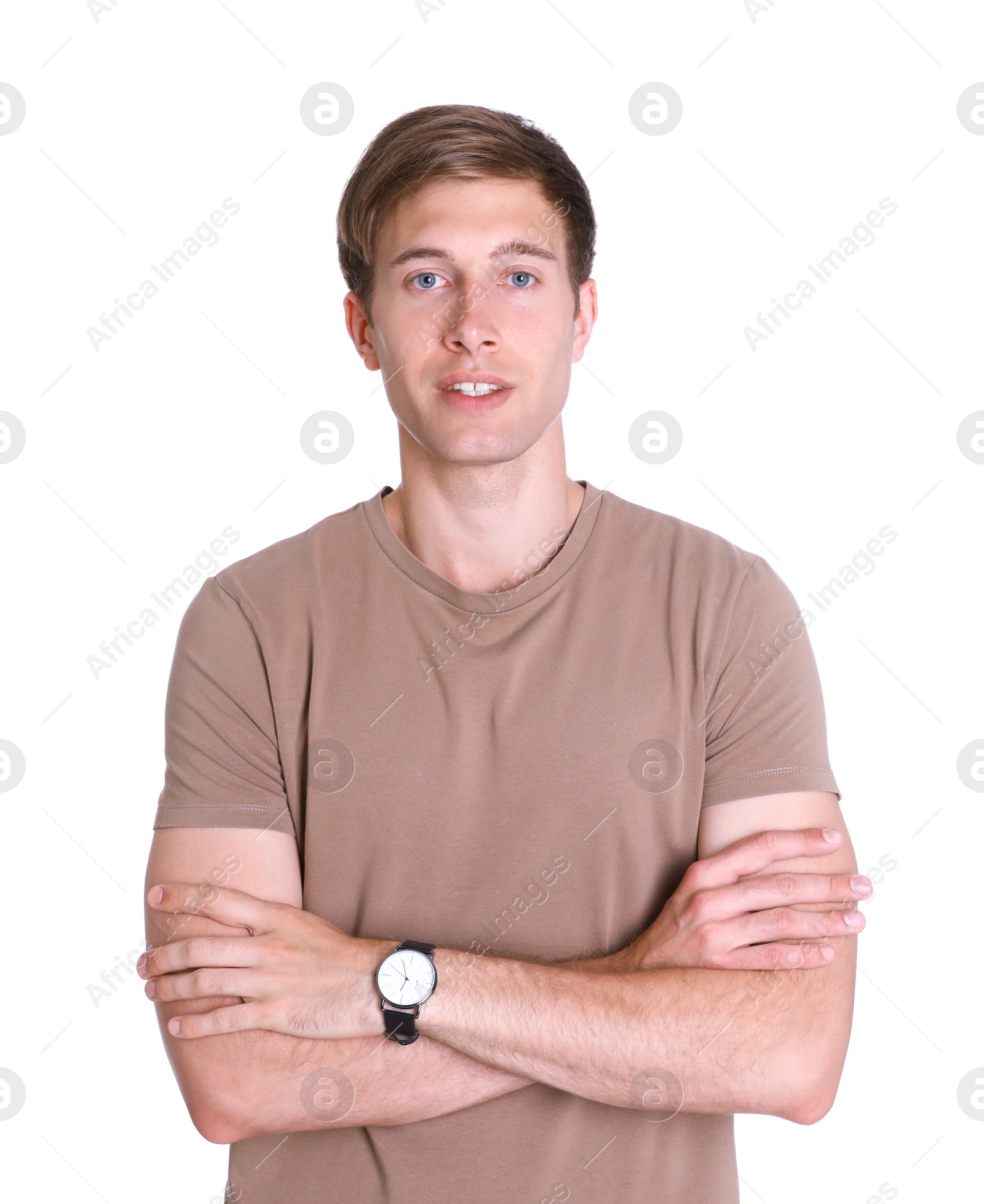 Photo of Portrait of handsome man isolated on white