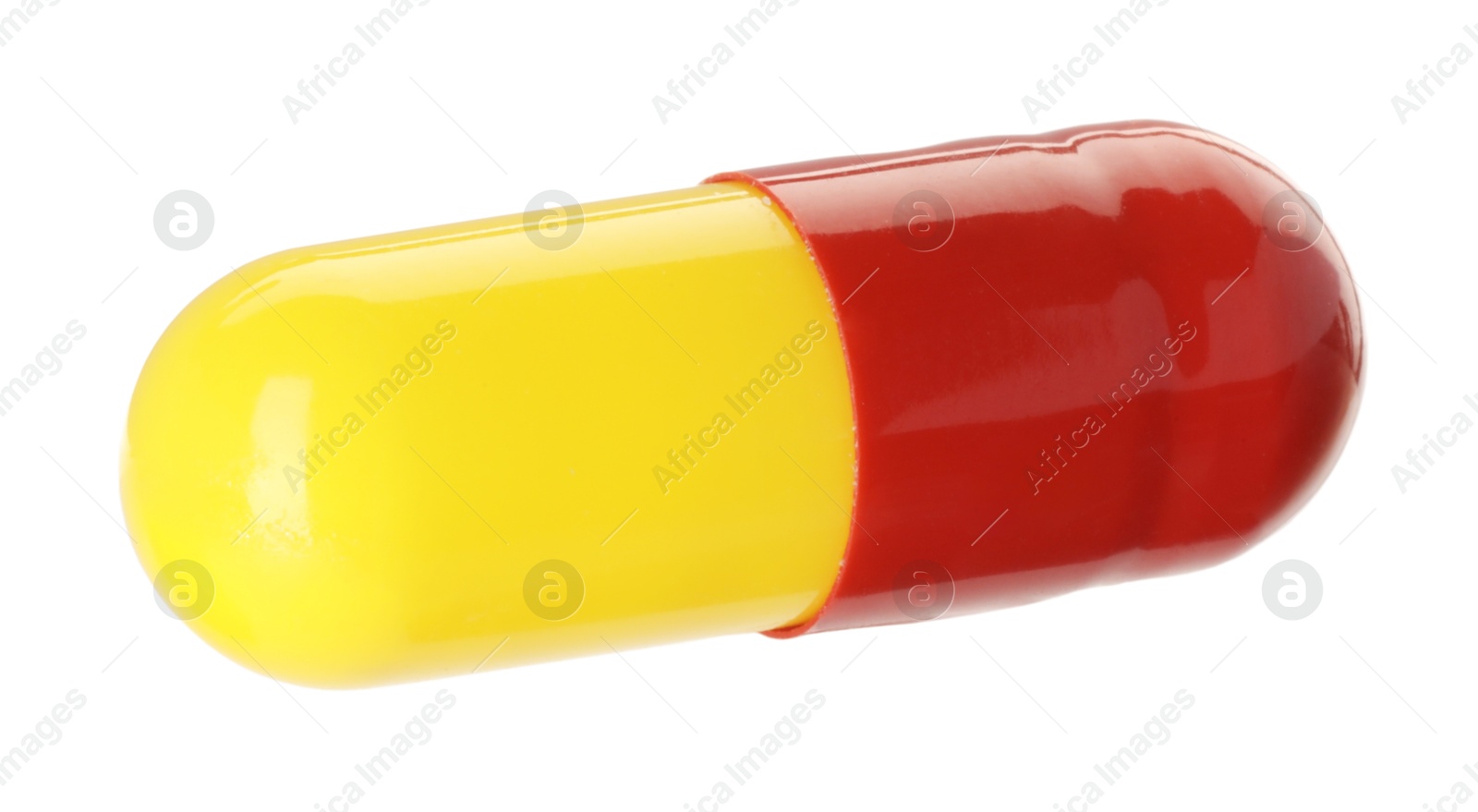 Photo of One antibiotic pill isolated on white. Medicinal treatment