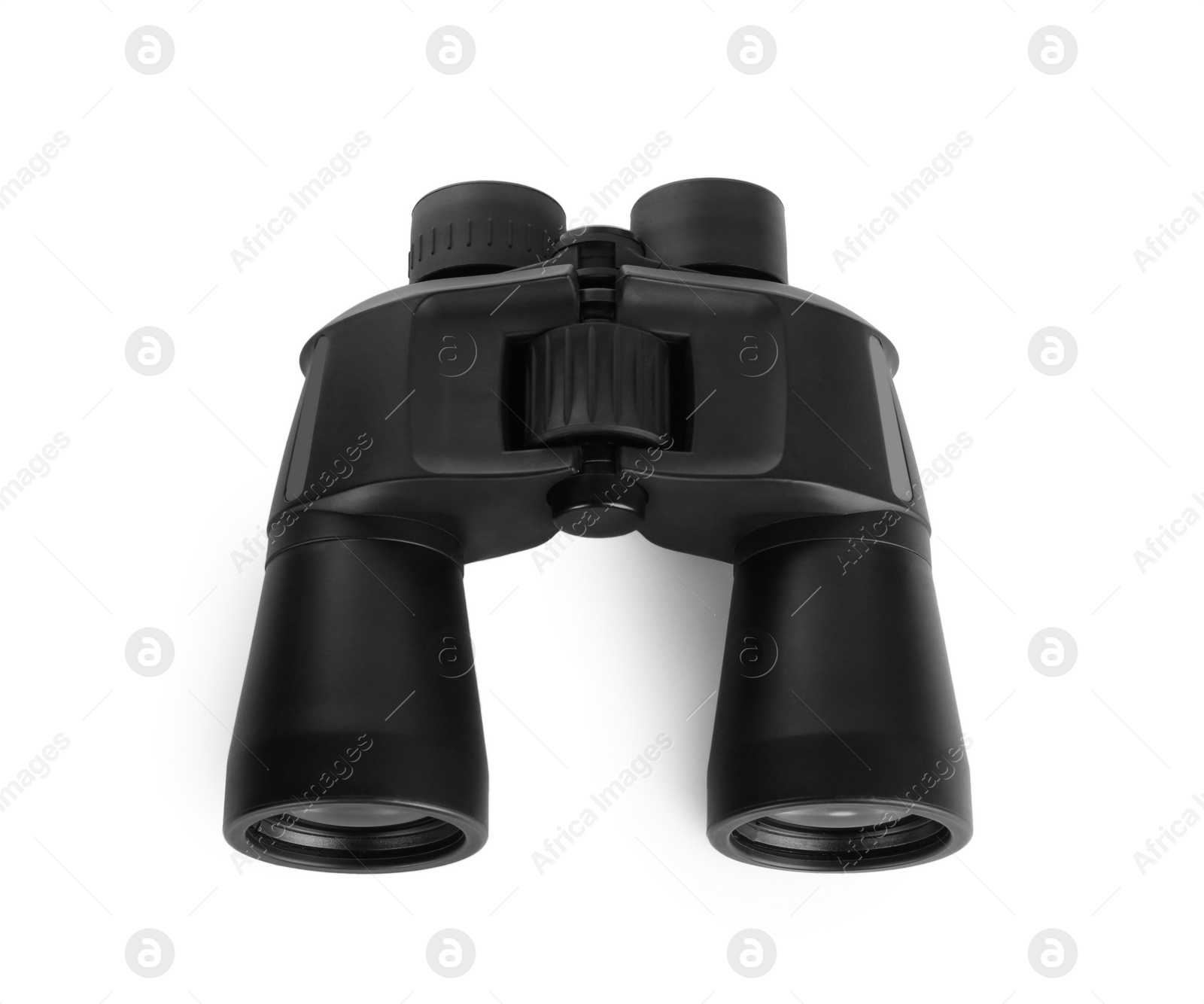 Photo of Modern binoculars isolated on white, above view