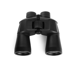 Photo of Modern binoculars isolated on white, above view