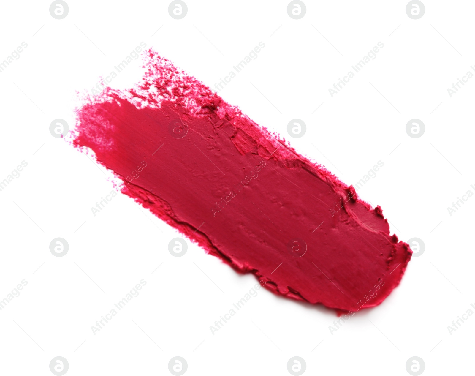 Photo of Smear of beautiful lipstick on white background, top view