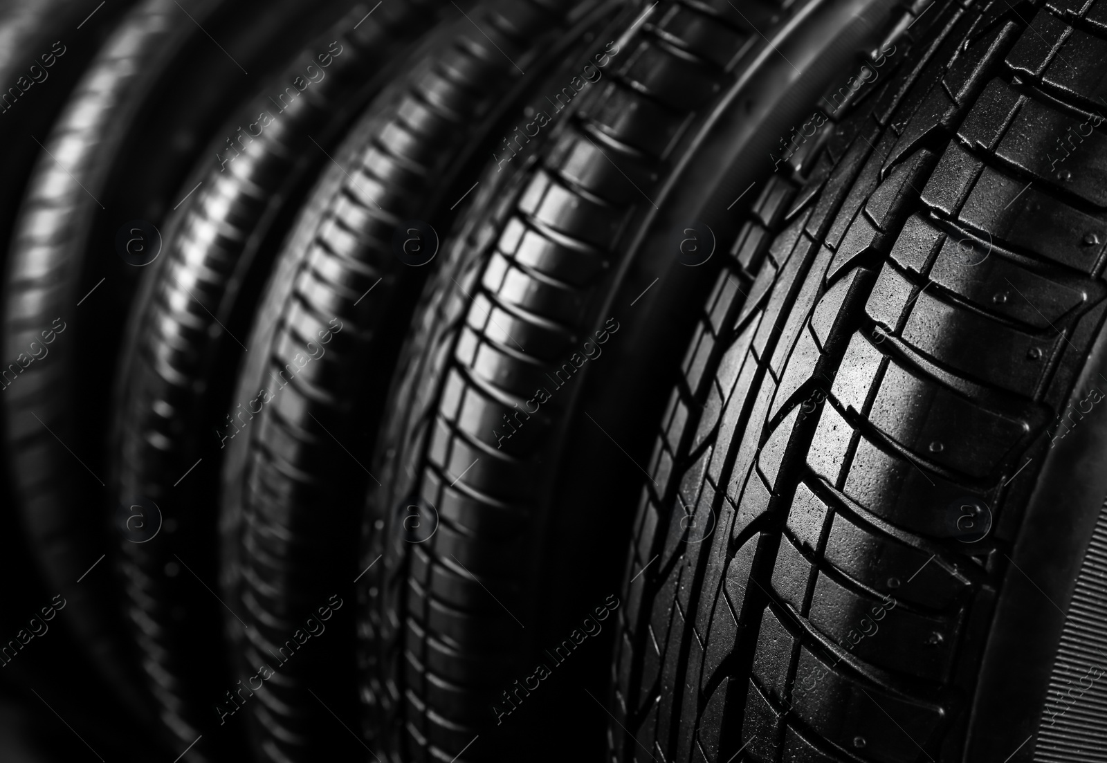 Photo of New car tires, closeup